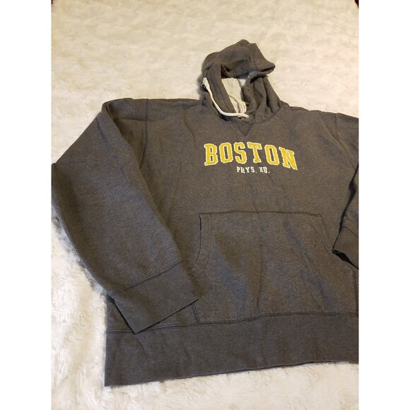 Old Navy Sweatshirt Mens Size 2XL Gray  Pullover Boston Phys Ed Hooded Grunge - Picture 2 of 10